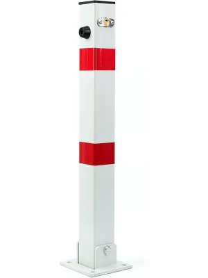 Parkovací sloupek sklopný zamykací kovový 60cm - bílý s odrazkami Omezená Nabídka