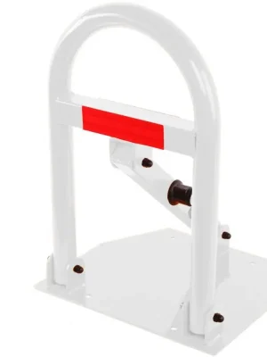Parkovací zábrana sklopná / sloupek zamykací kovový 50cm - bílá s odrazkou Aktuální