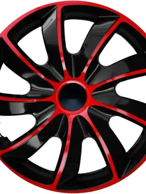 Zlevněný Ozdobné kryty kol / poklice 16 palců - Quad Bicolor Black Red - sada 4ks