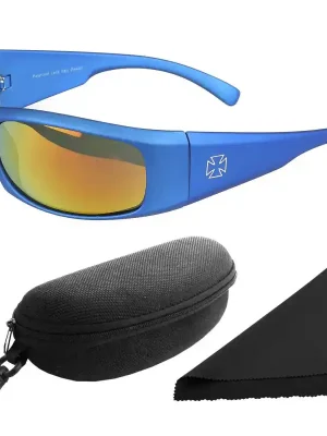 Nejprodávanější Brýle sluneční Polarized 77 - obroučky modré / skla červeno-zlatá zrcadlová / polarizační skla / pouzdro a utěrka
