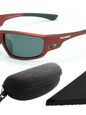 Značkový Brýle sluneční Polarized 96 - obroučky červené / skla tmavá / polarizační skla / pouzdro a utěrka