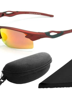 Brýle sluneční Polarized 174 - obroučky červené / skla červeno-zlatá zrcadlová / polarizační skla / pouzdro a utěrka Ihned K Objednání