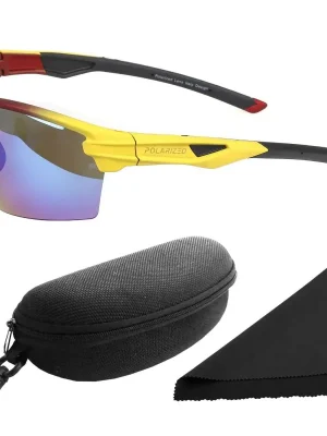 Nejlepší Volba Brýle sluneční Polarized 255 - obroučky červené / skla modrá zrcadlová / polarizační skla / pouzdro a utěrka