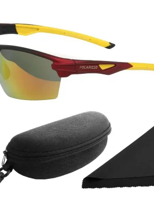 Brýle sluneční Polarized 255 - obroučky černé / skla červeno-zlatá zrcadlová / polarizační skla / pouzdro a utěrka Aktuální
