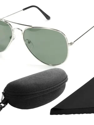 Originální Brýle sluneční Polarized 3025 - obroučky stříbrné / skla tmavá / polarizační skla / pouzdro a utěrka