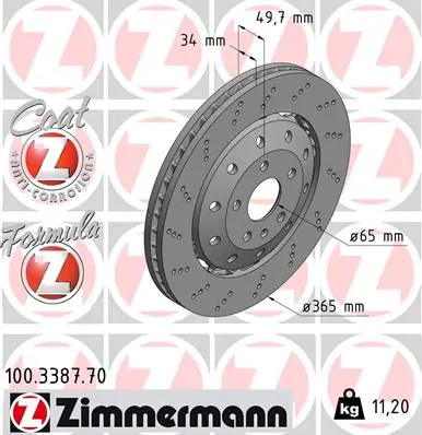 Brzdový kotouč ZIMMERMANN 100338770 Hit Sezóny