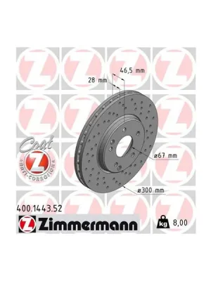 Doprava Zdarma Brzdový kotouč ZIMMERMANN 400.1443.52