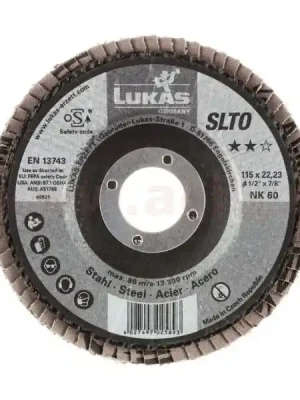 Lamelový kotouč šikmý 125 mm (pro Inox/ocel, ocel, litina) hrubost P60, LUKAS (Německo) Top Prodej