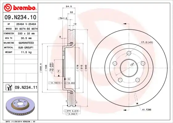 Nakupujte Hned Brzdový kotouč BREMBO 09N23411