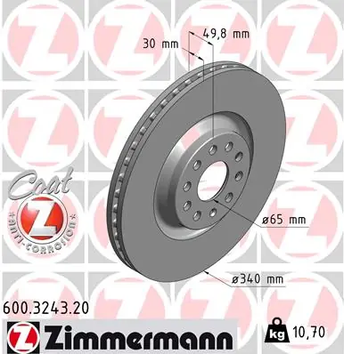Brzdový kotouč ZIMMERMANN 600324320 Víkendová Akce