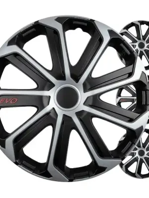 Poklice na kola 4ks sada EVO černá a stříbrná 16" COLOR BOX Zlevněný