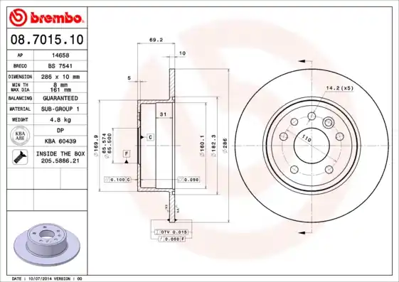 Horká Nabídka Brzdový kotouč BREMBO 08701510
