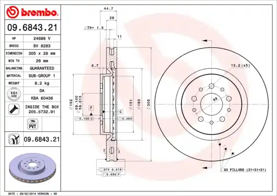 Nejlepší Volba Brzdový kotouč BREMBO 09684321