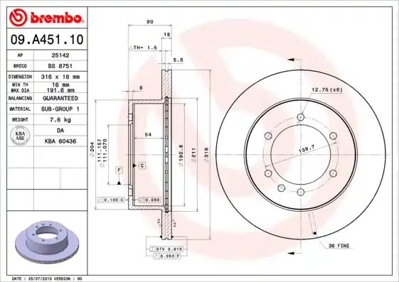 Brzdový kotouč BREMBO 09A45110 Finální Výprodej