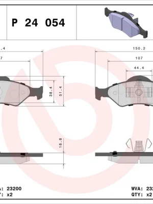 Akční Nabídka Sada brzdových destiček, kotoučová brzda BREMBO P24054