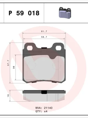 Sada brzdových destiček, kotoučová brzda BREMBO P59018 Nakupujte Hned