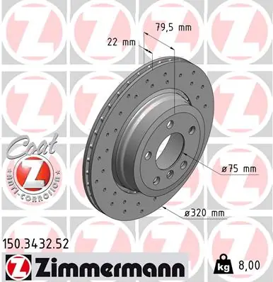 Brzdový kotouč ZIMMERMANN 150343252 Ihned K Objednání