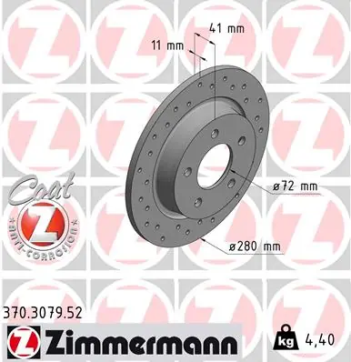 Brzdový kotouč ZIMMERMANN 370.3079.52 Přímo Od Výrobce