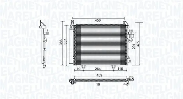 Kondenzátor, klimatizace MAGNETI MARELLI 350203790000 Autentický