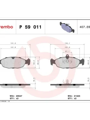 Pouze Dnes Sada brzdových destiček, kotoučová brzda BREMBO P 59 011