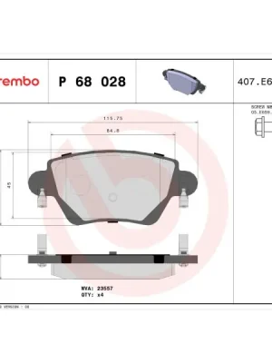 Sada brzdových destiček, kotoučová brzda BREMBO P 68 028 Akční Cena