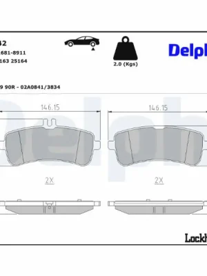 Výprodej Sada brzdových destiček, kotoučová brzda DELPHI LP3542