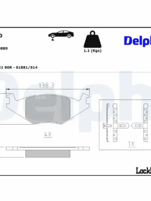 Sada brzdových destiček, kotoučová brzda DELPHI LP760 Omezená Nabídka