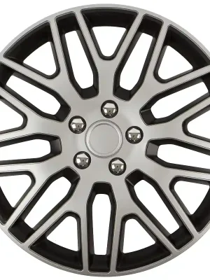 Značkový Puklice DAKAR NC 14" SLIVER&BLACK s chromovanými šrouby
