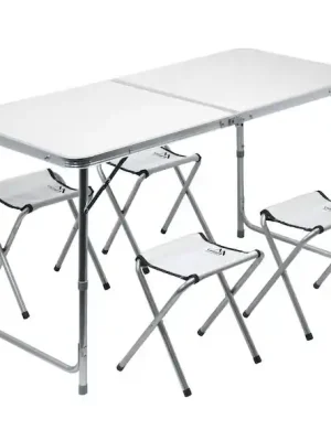 Stůl kemping DOUBLE teleskop. šedý + 4x židlička Nakupujte Hned
