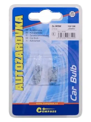 Žárovka 12VW5W5W T10 celosklo blister 2ks Nízká Cena